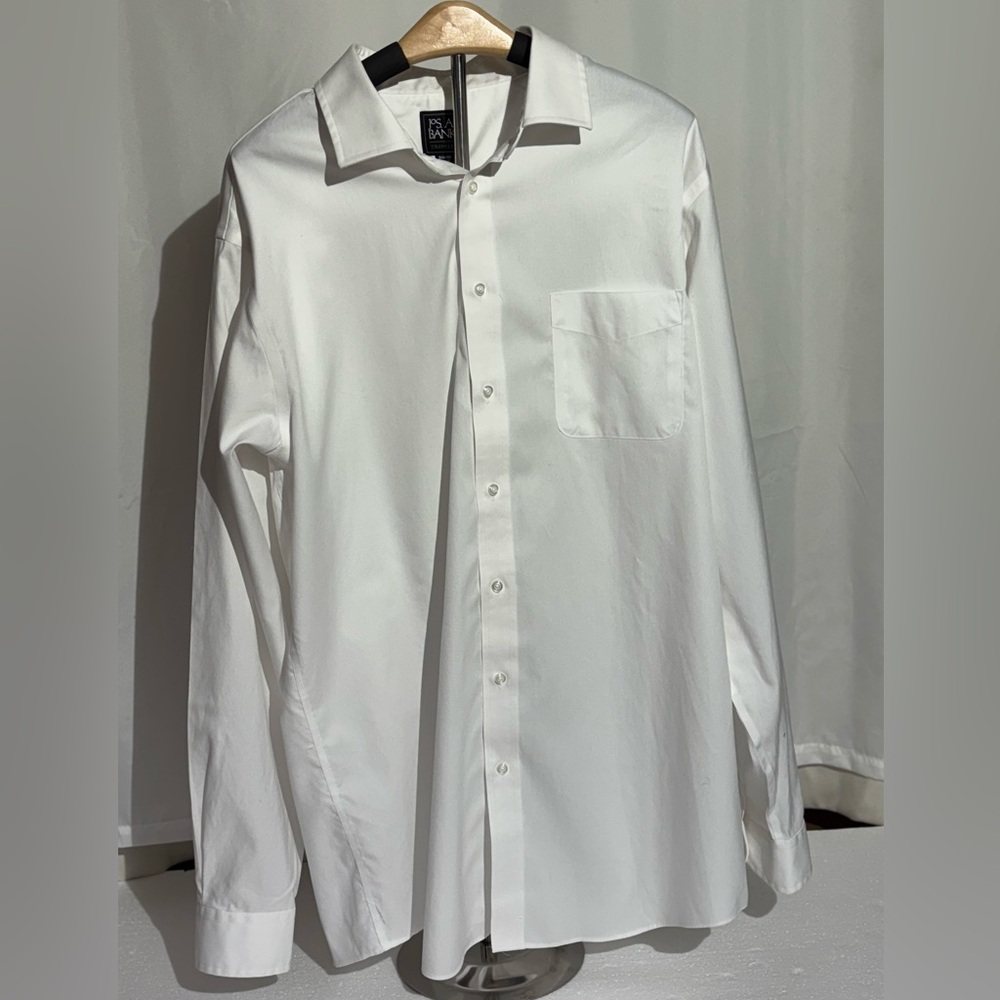 JosABank men’s white dress shirt, slim fit, 17.5-36
